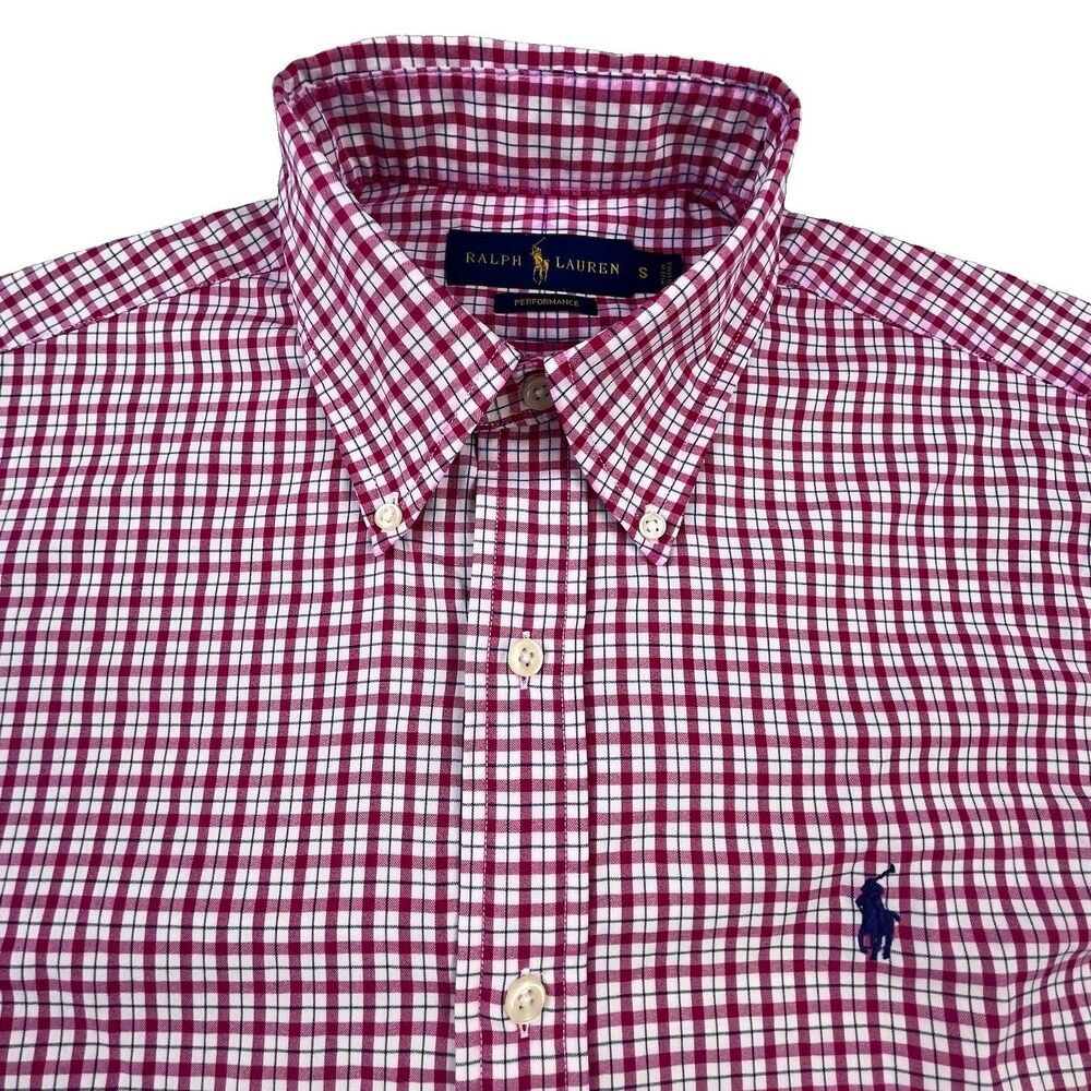 Polo Ralph Lauren Performance Shirt Men’s S Pink White Plaid Stretch Preppy